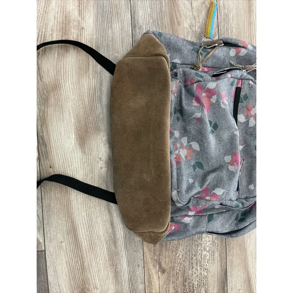 JanSport Originals Right Pack Floral Denim Canvas Suede Bottom Backpack JS00T62A